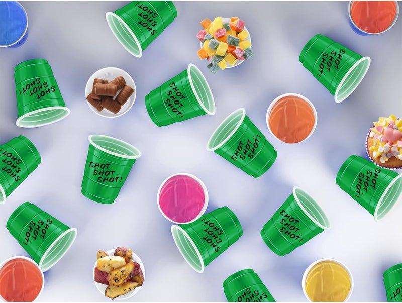 cssopenss 120 pcs Green Plastic Shot Glasses 2 oz green shot cups st. patrick's day shot glasses disposable for drinking Tastings served Snacks Jello Tastings and Samples - Image 4